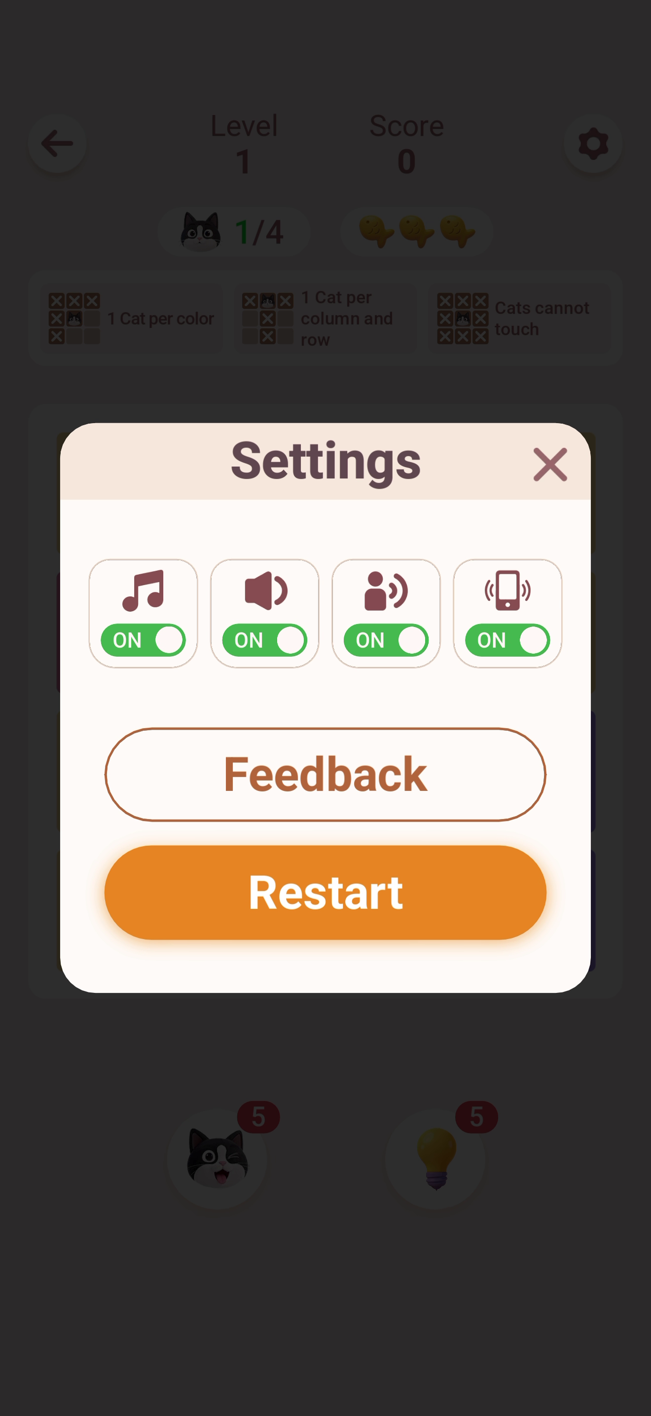 Meowdoku! — Settings