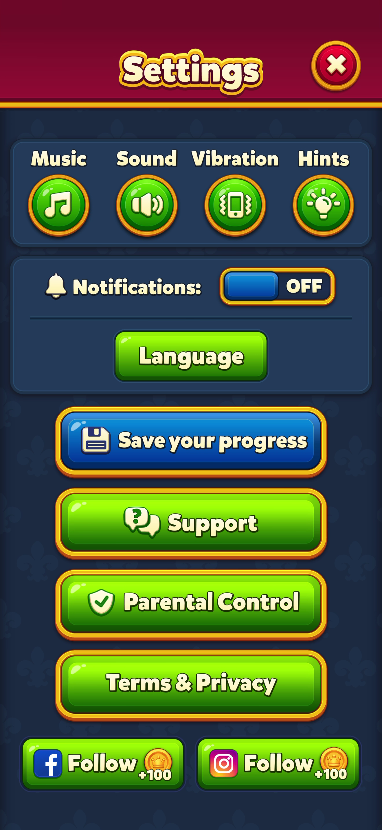 Royal Kingdom — Settings
