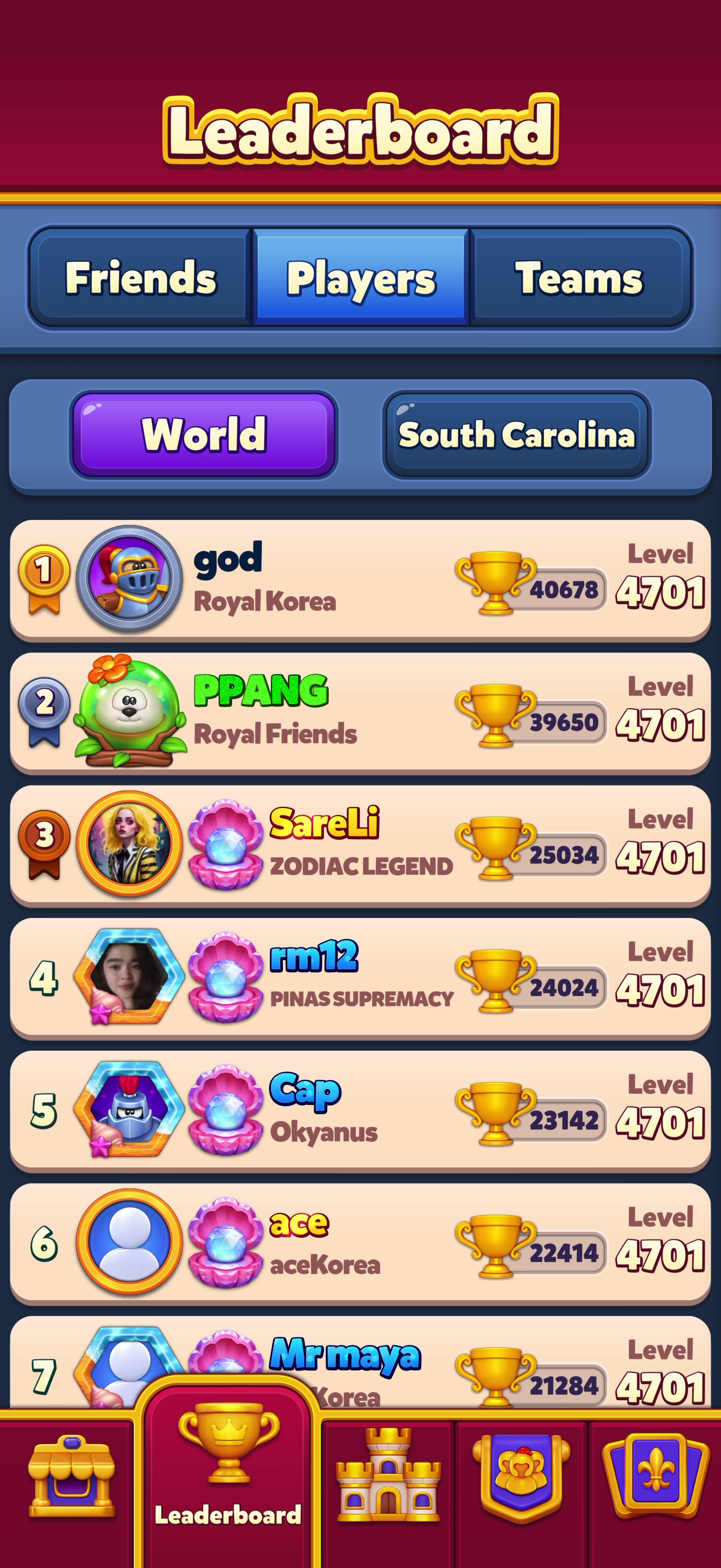 Royal Kingdom — Leaderboards