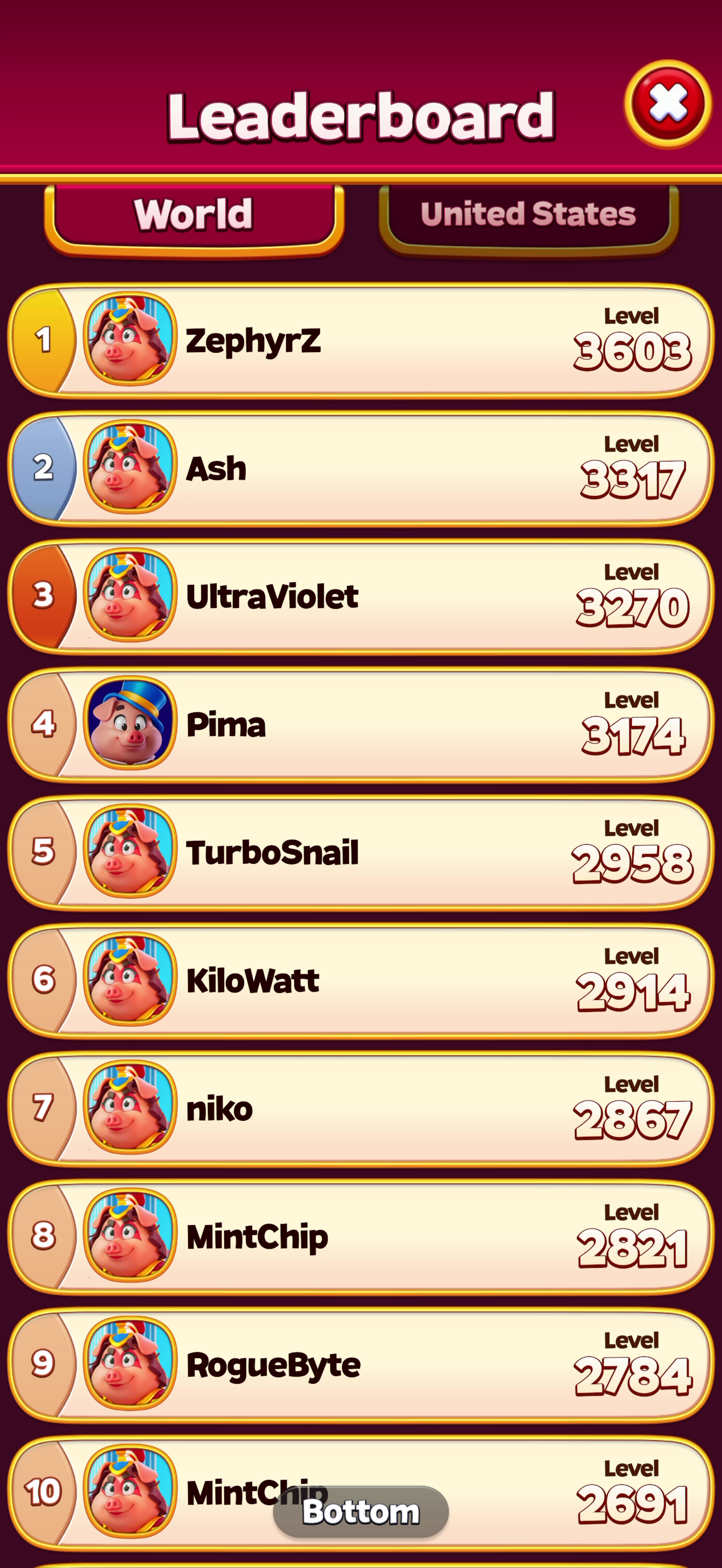 Royal Smash — Leaderboards